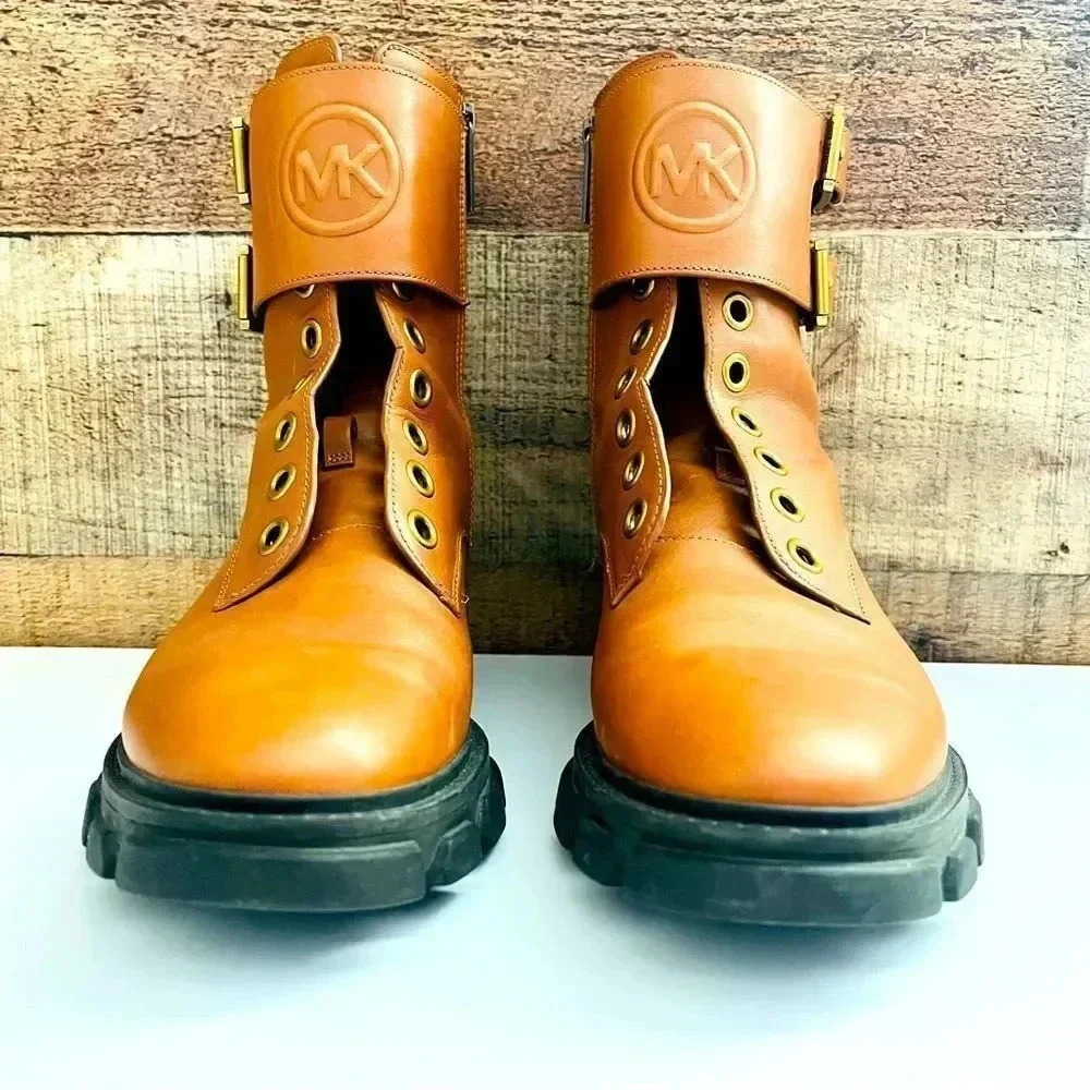 Micheal Kors Ridley Leather Combat Boots - Picture 5 of 13